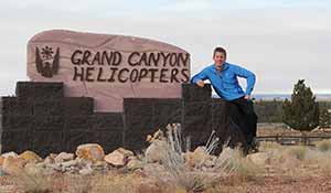 A Grand Canyon helicopter sign at departure.