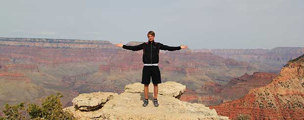 A man enjoying a Grand Canyon south rim tour.